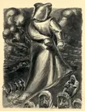 Homon geht durch die Lande by Ludwig Meidner, 1935, Kohle auf Papier, sold Jun 2009