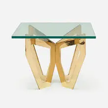 Prototype H1 table by Jonathan Nesci, 2007 / 2013, gold-plated steel, glass, sold Aug 2023