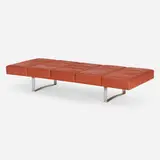 Daybed by Modern, c. 1960, leather, chrome-plated steel, sold Aug 2023