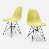 DSRs, pair by Charles and Ray Eames, 1950 / 1958, molded fiberglass, enameled steel, plastic, sold Aug 2023