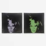 Chargers, set of two by Andy Warhol, 2002, transfer print on glass, sold Aug 2023