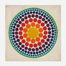 Roulette (wall panel) by Verner Panton, 1965, screenprint in colors on linen, sold Aug 2023