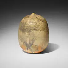 Untitled (with rattle) by Toshiko Takaezu, c. 1985, glazed stoneware, sold Aug 2023