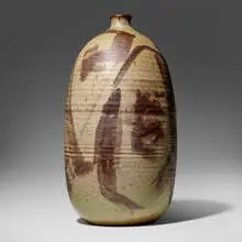 Bottle by Toshiko Takaezu, c. 1965, glazed stoneware, sold Aug 2023