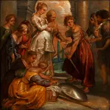Among the Daugters of Lycomedes by Peter Paul Rubens, oil on panel, sold Feb 2015