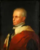 Portrait of a gentleman, said to be Gregory William Eardley Twistleton-Fiennes, 11th Baron Saye and Sele, in peer's robes by English School, oil on canvas, sold Feb 2015