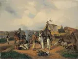 Biwak aus dem Feldzuge by Ludwig Elsholtz, 1846, Öl auf Leinwand, sold Jun 2009