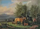Pferdekoppel mit einem Hirten by Johann Adam Klein, 1867, Öl auf Leinwand, sold Jun 2009