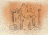Drei Frauen im Gemach by Karl Hofer, Bleistift auf Bütten, sold Jun 2009