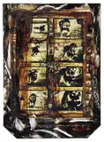 Loliondo Lion Charge by Peter Beard, 1964, Photoarbeit, Unikat. Zwei Schwarzweißpolaroids collagiert, mit Blut und Gouache überarbeitet, 1980, sold Nov 2008