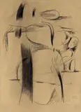 Figuren malerisch by Willi Baumeister, 1936, Kohle, gewischt, radiert, und Bleistift auf bräunlichem Papier (aus einem Skizzenblock), sold May 2008