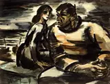 Pêcheur et Femme sur la Plage by Frans Masereel, 1932, Aquarell auf Velin, sold May 2008