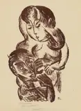 Liebesfrucht by Conrad Felixmüller, 1918, Lithographie in Braun auf grünlichem Bütten, sold May 2008