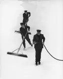 N.Y. City Ice Skating Ring-Clean-up by Bedrich Grunzweig, 1954, Späterer Silbergelatineabzug, sold Nov 2007
