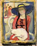 Mädchen mit Katze by Julie Wolfthorn, Öl auf Leinwand, auf Karton aufgelegt, sold Jun 2010