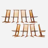 Set of eight single-slab seat Conoid chairs by George Nakashima, sold Jan 2018