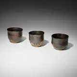 Bowls, set of three by Toshiko Takaezu, c. 1970, glazed stoneware, sold Aug 2023