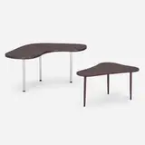Coffee table by Hugo Troeds, c. 1965, painted wood, enameled steel, plastic, sold Aug 2023