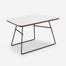 Occasional table by California Modern, c. 1950, laminate over plywood, enameled steel, sold Aug 2023