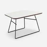 Occasional table by California Modern, c. 1950, laminate over plywood, enameled steel, sold Aug 2023