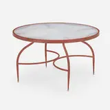 Outdoor coffee table by California Modern, c. 1965, enameled steel, acrylic, sold Aug 2023