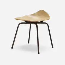 Stool by Modern, c. 1965, burlap micarta, enameled steel, sold Aug 2023