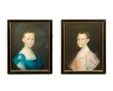 Pair of portraits of young girls by English School, pastel, sold Dec 2015