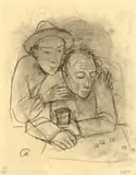 Würfelspieler by Karl Hofer, Um 1928, Kohle auf Papier, sold Nov 2009