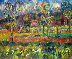Südliche Landschaft by Manfred Henninger, 1970, Öl auf Leinwand, sold May 2011