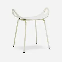 Stool, model 702 by Olavi Kettunen, c. 1955, enameled steel, lacquered molded plywood, rubber, sold Aug 2023
