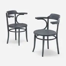 Armchairs, pair by Thonet, c. 1900, painted wood, sold Aug 2023