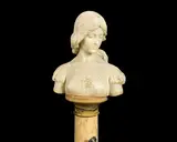 late 19th century sculpted white marble bust of a young girl on an original marble pedestal by Pietro Bazzanti, marble, sold Dec 2015