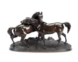 bronze model of two horses entitled  L'Accolade by Pierre-Jules Mêne, bronze, sold Oct 2015