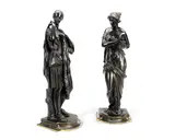 and Edmond Prévot (French, 1832-1892): A pair of bronze figures of classical maidens by Pierre Louis Frederic Sauvage, bronze, offered Oct 2015