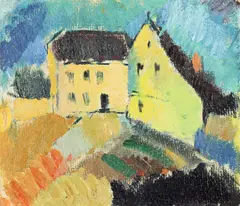 Gelbes Haus (Hildesheim) by Else Lohmann, 1918, Öl auf Pappe, sold Jun 2012