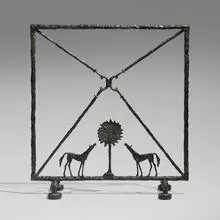 Fire screen by Diego Giacometti, c. 1970, patinated bronze, sold Aug 2023