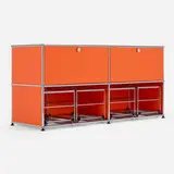 USM Haller Furniture System cabinet by Fritz Haller and Paul Schärer, 1963, enameled and chrome-plated steel, sold Aug 2023