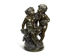 bronze figural group of two amourous  putti by Louis Auguste Moreau, bronze, sold Sep 2015