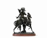 patinated bronze model of Cupid seated on a greyhound by Frédéric-Eugène Piat, patinated bronze, sold Sep 2015