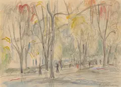 Parklandschaft by Hans Purrmann, Bleistift und Aquarell auf Papier, aufgezogen auf Papier bzw. Karton, sold Jan 2024
