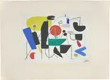 Allegro by Willi Baumeister, 1954, Farbserigrafie auf Velin (Wasserzeichen: JWZANDERS 1922), sold Jun 2024