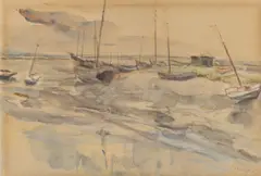 Ebbe auf Norderney by Max Slevogt, 1923, Aquarell über Bleistift auf Papier, sold Sep 2024