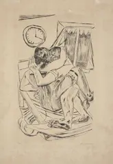 Umarmung by Max Beckmann, 1922, Kaltnadel auf Velin, sold Nov 2025