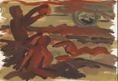 Badende by Bernd Zimmer, 1982, Gouache und Deckweiß auf Velin, sold Sep 2024