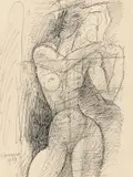 Stehender Frauenakt by Marcel Gromaire, 1959, Tuschfeder auf Papier, sold Jan 2021