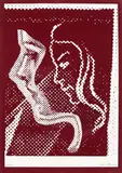 Doppelprofil by Sigmar Polke, 2003, Offset in Weiß auf rotem Velourspapier, sold Jun 2015