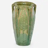 Wilhelmina Post for Grueby Faience Company, Five-handled vase