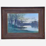 Carl Schmidt for Rookwood Pottery, Fine large Scenic Vellum plaque