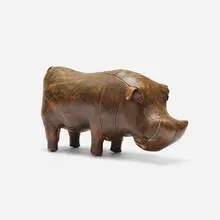 Hippopotamus ottoman by Omersa & Company, c. 1965, leather, sold Aug 2023