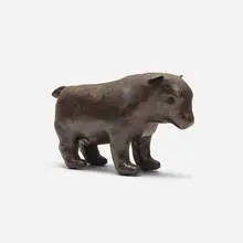 Bear ottoman by Omersa & Company, c. 1965, leather, sold Aug 2023